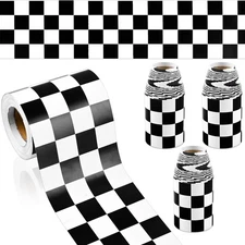 98.4ft Checkered Bulletin Board Borders, 3 Rolls Black White Checkerboard Bul...