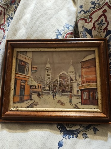 Vintage Peterskirche MONTMARTRE Kunstdruck gerahmt von Maurice Utrillo P40 - Bild 2 von 6