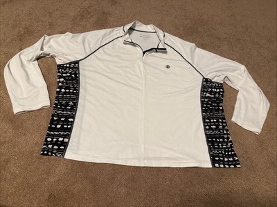 Coolibar White Long Sleeve 1/4 Zip Pullover  UPF 50+ Sz 3X Women Pattern Sides