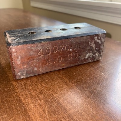 Antique American Optical Co. Machinist Wood Tool Holder Block   A.O. co.