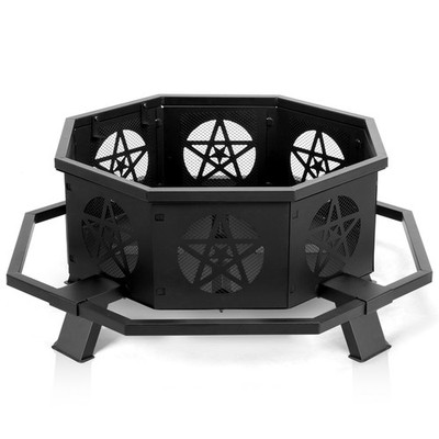 43''Fire Pit BBQ Octagon Shape Backyard Patio Garden Stove Wood Burning Fireplace