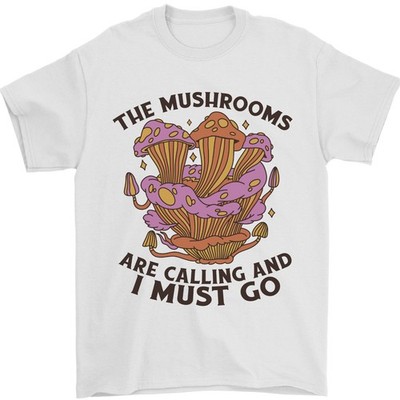 Magic Mushrooms Rufen Foraging Mykologie LSD Herren T-Shirt 100% Baumwolle