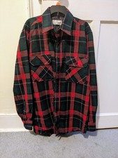 Vtg 80s Sears Roebuck Quilted Lined Flannel Shirt Jacket Wool Blend Plaid Tall M