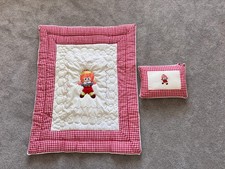 HTF Vtg 70s Marilyn Kenmar of California Baby Quilt Pillow Set Red Gingham