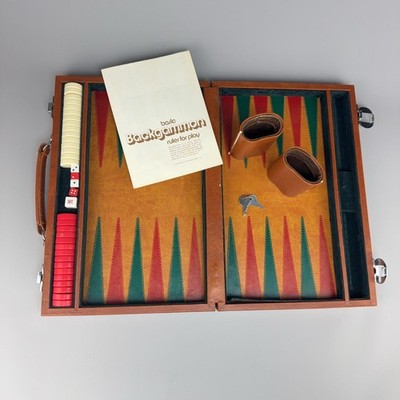 Vintage 1974 Western Publishing Basic Backgammon Board Game Set Brown Case USA