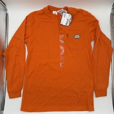 Rasco Flame Resistant FR T-Shirt Men M Orange Pocket Long Sleeve Workwear