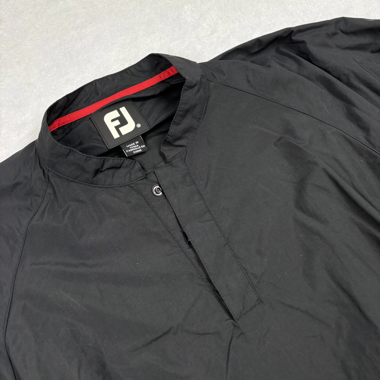 FootJoy Jacket Mens M Black Windbreaker Lined Collared Elastic Waist Lightweight
