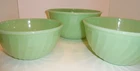 VTG 3 Nesting Mixing Bowls Swirl Pattern 7,8 & 9" Fire King Jadeite Mid Century