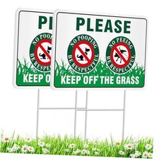 No Dog Poop Signs for Yard with Stake, 2 Pack 12x8 Inches No pooping Dog Signs