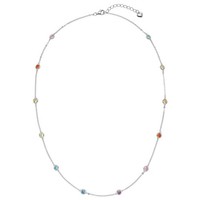 Halskette Ankerkette Collier Aus 925 Silber Rhodiniert 12 Bunte Zirkonia 42-45Cm
