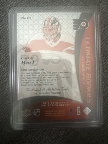 2018-19 UD Ultimate Collection Ultimate Rookies Auto /175 #RRA-CH Carter Hart - Bild 3 von 3