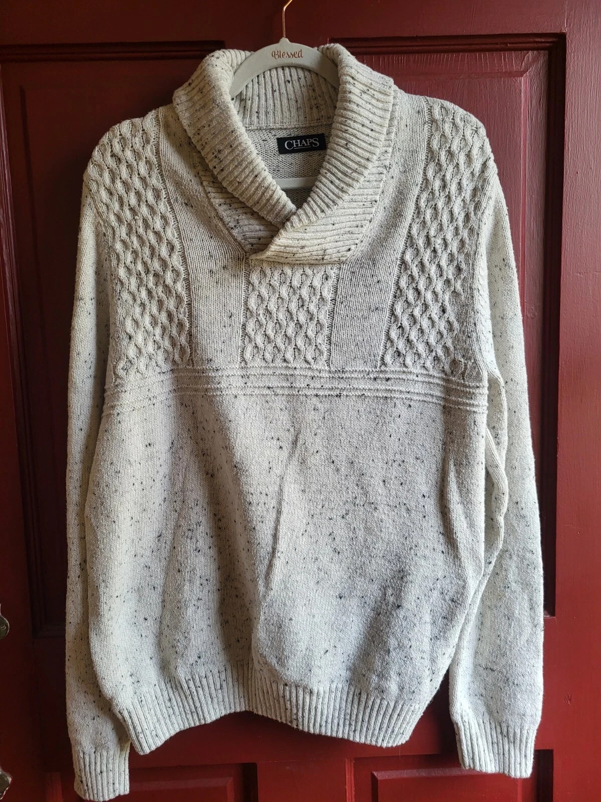 CHAPS Collared Neck Pullover Sweater Speckled Bei… - image 1