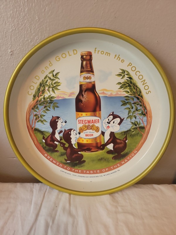 Stegmaier Metal Beer Serving Tray 1959 breweriana WB/Poconos VINTAGE..Ex Cond.