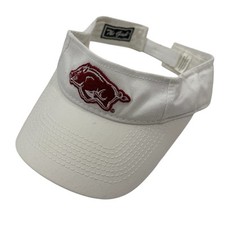 THE GAME Arkansas Razorbacks NCAA White Adjustable Unisex Visor Logo Cotton