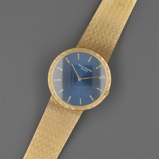 Patek Philippe Calatrava Automatic 3588-2 18K Gold Blue Dial 28-255SC 1970s 35mm