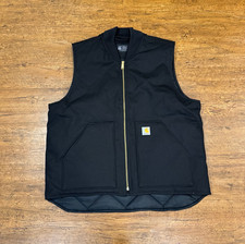 Carhartt Black Outdoor Work Full Zip Quilted Iconic V01 Firm Duck Vest Men's XL