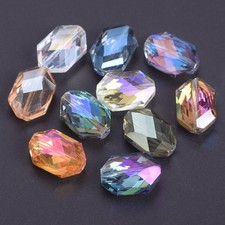 10pcs 18x13mm Long Polygon Faceted Crystal Glass Loose Beads for Jewelry Making