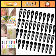 40 Pcs Metal Snap Hair Clips 2 Inch, Non Slip Black Hair Barrettes Accessories f