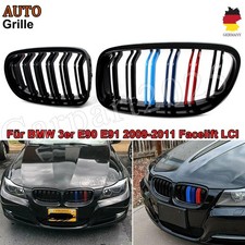 M-Farbe Doppelsteg Nieren Kühlergrill Glanz Schwarz Für BMW 3er E90 E91 09-11 DE