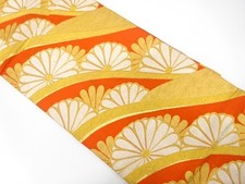 7623591: JAPANESE KIMONO / ANTIQUE FUKURO OBI / SILK / WOVEN ABSTRACT SEIGAIHA