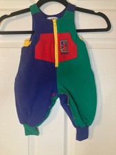 Vintage 90s Gymboree Newborn Color Block Baby Romper/Overalls With Zipper