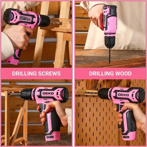 Cordless Drill:DEKOPRO 12V Power Battery Drill Set with Small 12V, Pink - Picture 7 of 7