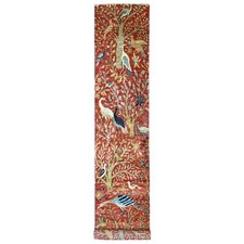 2'6"x16' Red Birds of Paradise Design Hand Knotted Soft Wool Runner Rug 22952