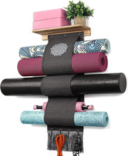 Yoga Mat Holder Accessories Wall Mount Organizer Storage Decor With 4 Hooks New