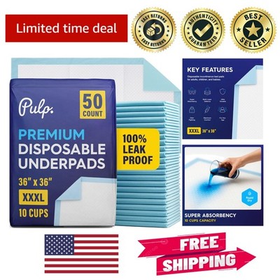 Disposable XXXL Chux Pads 50 Count | 36'' x 36'' for Maximum Absorbency & Comfort