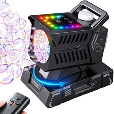 Portable Bubble Machine Rechargeable Battery Remote Control RGB Lights Outdoor P