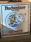 Vintage Budweiser "Salutes The U.S. Navy" Framed Beer Mirror Sign