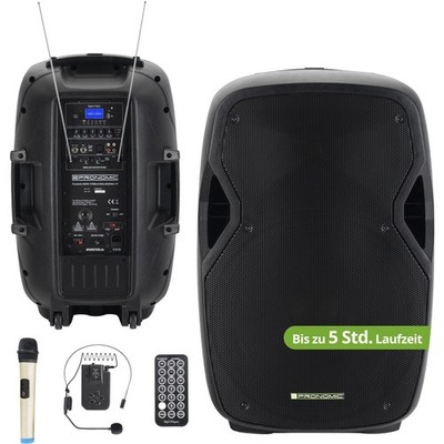 Mobile DJ PA Karaoke Party Sound Anlage Box Bluetooth MP3 USB SD Mikrofon 60W