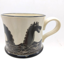 Moorland Pottery Scots Ware Mug 'Nessie Loch Ness Monster' Black, New - Seconds