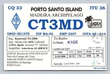 Ham Radio QSL CT3MD Porto Santo Island Portugal 2008 Kenwood TS-2000
