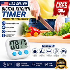 Large LCD Digital Kitchen Timer Magnetic Loud...