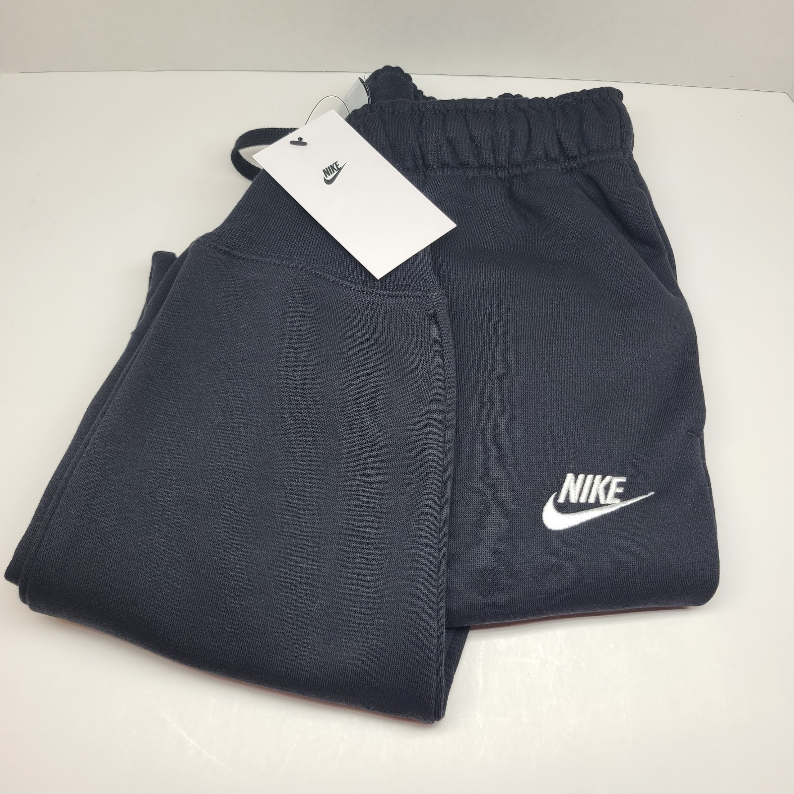 Nike Women's Sportswear Club Fleece Mid-Rise Joggers, Black/White XS NEW