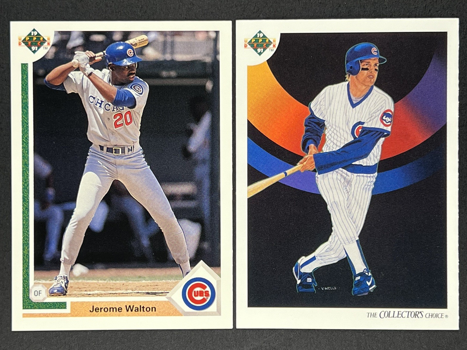 Mark Grace, Jerome Walton #99, #332 1991 Upper Deck 2 Card Lot Chicago Cubs CL