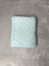 Lambs & Ivy Blue and White Diamond Acrylic Knit Baby Blanket Soft Lovey 30"x40"
