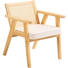 VEVOR Rattan Chair Outdoor Patio Furniture Dining Chair 1PC with Cushion Armrest