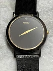 Seiko Men's Vintage Black Dial Quartz Watch 7N00-8A49 Lizard Strap New Battery