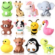 12pcs 3D Silicone Animal Focal Beads for DIY Jewelry Keychain Bracelet Necklace