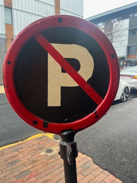 Antique Cast Iron No Parking Sign J. Jacob Shannon Philadelphia 1744 Market St