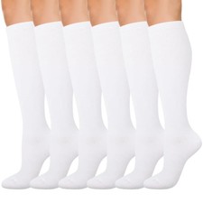 6 Pairs Womens Cotton Knee High Socks School Uniform Team Sports Size 5-9