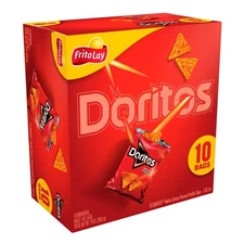 Doritos Nacho Cheese Flavor Tortilla Snack Chips, 1oz Bags, 10 Count Multipack