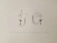 Antique Engraving MARY QUEEN OF SCOTS Jewelry Jewel Huntly Old Art Earrings Goth
