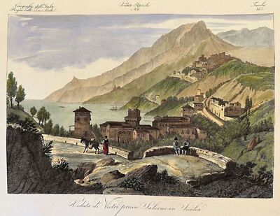 Vue De Vietri Salerno Campanie Coloré à Main 1845 Environ Zuccagni Obi