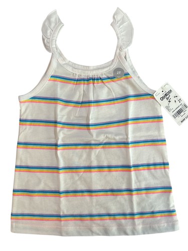 Oshkosh B’Gosh Toddler Girls Flutter Sleeve Rainbow Stripe Tank Top Size 2T - Picture 2 of 2
