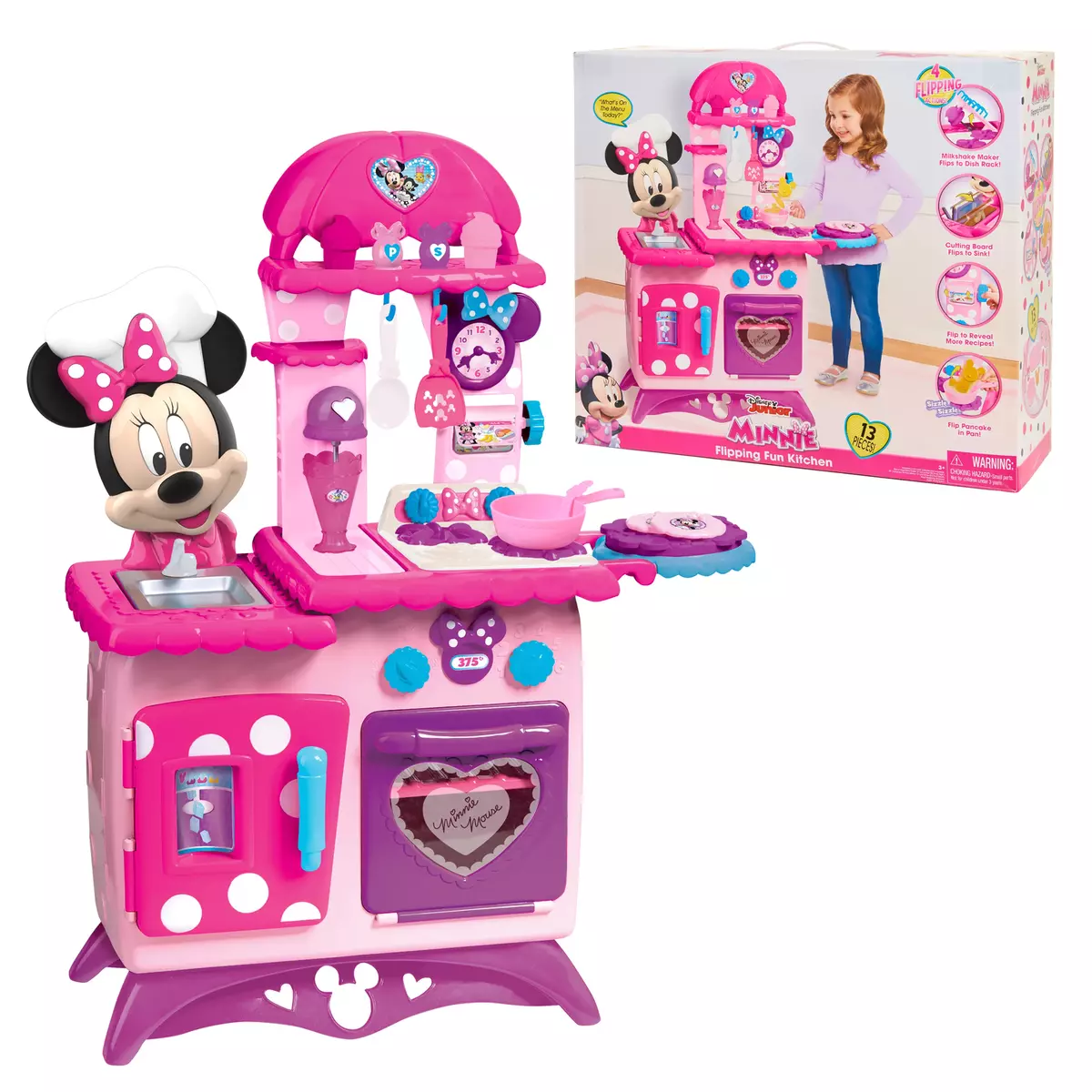 Kids Kitchen Play Set Pretend Cooking Toys Minnie Mouse Toddler Girls Gift  Pink