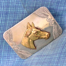 Western Horse Dress Belt Buckle Cowboy Cowgirl Nickel Silver Sage  Sand .GMP142
