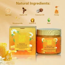 KAV Honey Salt Body Scrub - All Natural Exfoliating Salt Scrub for Body and Face